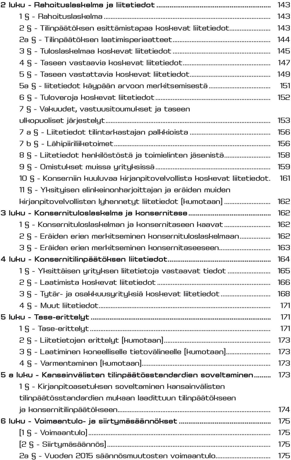 .. 151 6 - Tuloveroja koskevat liitetiedot... 152 7 - Vakuudet, vastuusitoumukset ja taseen ulkopuoliset järjestelyt... 153 7 a - Liitetiedot tilintarkastajan palkkioista.