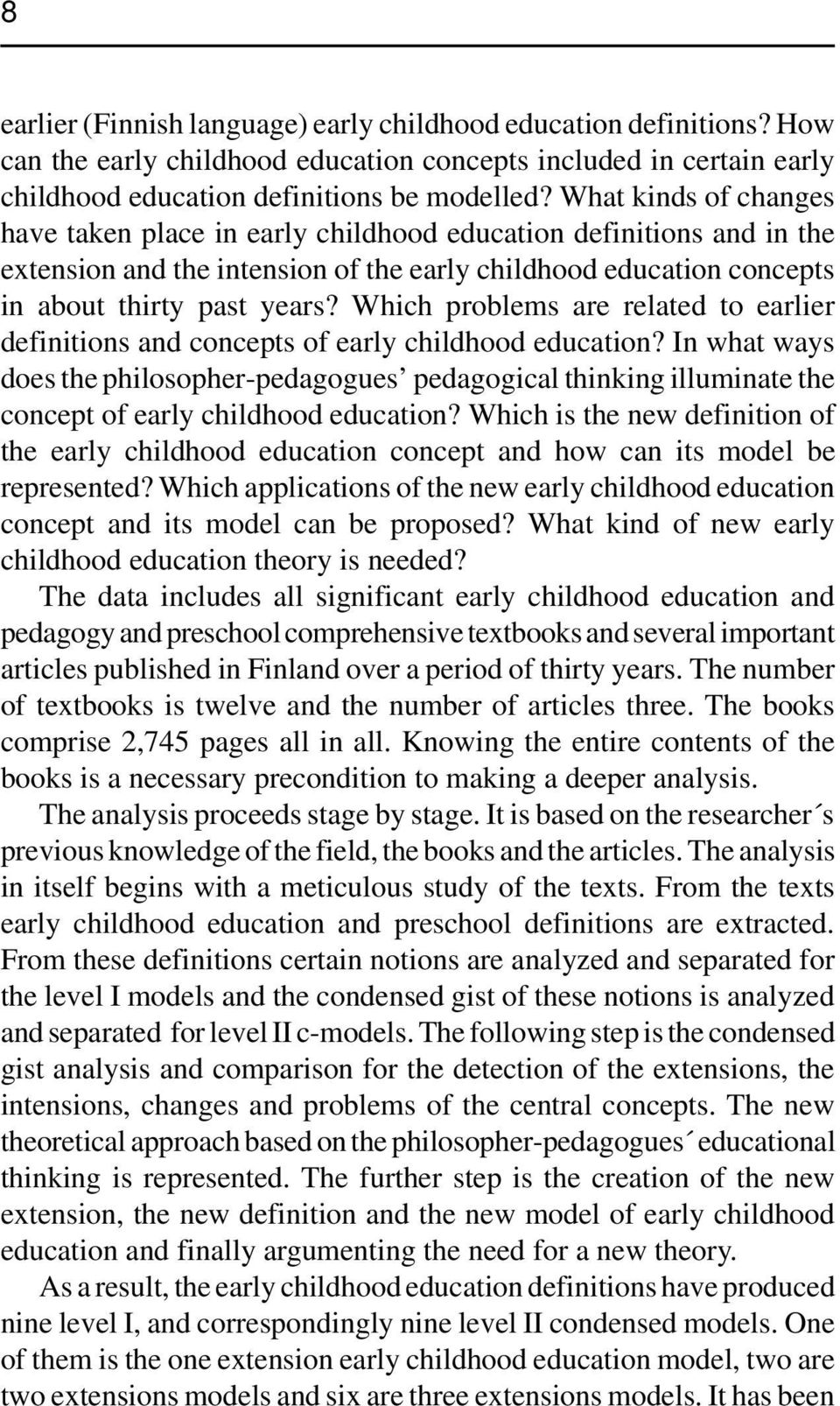 Which problems are related to earlier definitions and concepts of early childhood education?