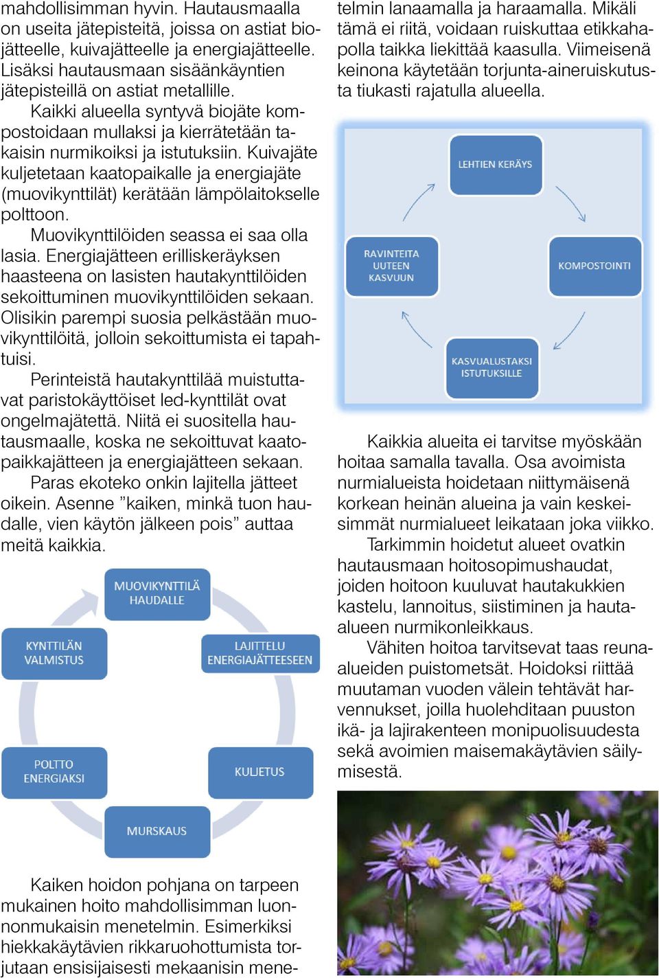 Kuivajäte kuljetetaan kaatopaikalle ja energiajäte (muovikynttilät) kerätään lämpölaitokselle polttoon. Muovikynttilöiden seassa ei saa olla lasia.