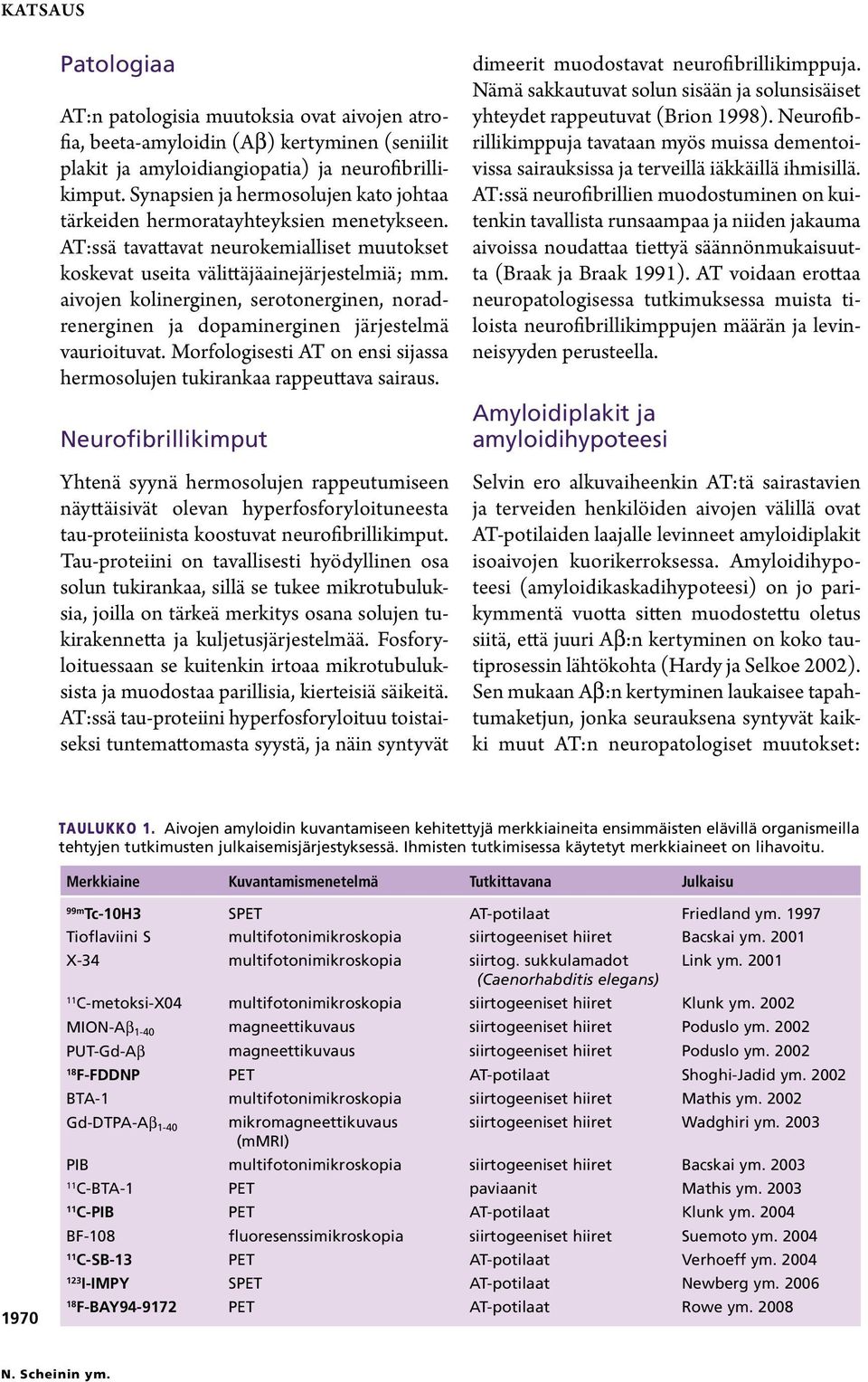 aivojen kolinerginen, serotonerginen, noradrenerginen ja dopaminerginen järjestelmä vaurioituvat. Morfologisesti AT on ensi sijassa hermosolujen tukirankaa rappeuttava sairaus.