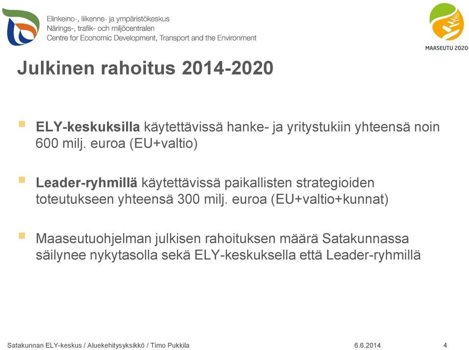 euroa (EU+valtio) Leader-ryhmillä käytettävissä paikallisten strategioiden toteutukseen