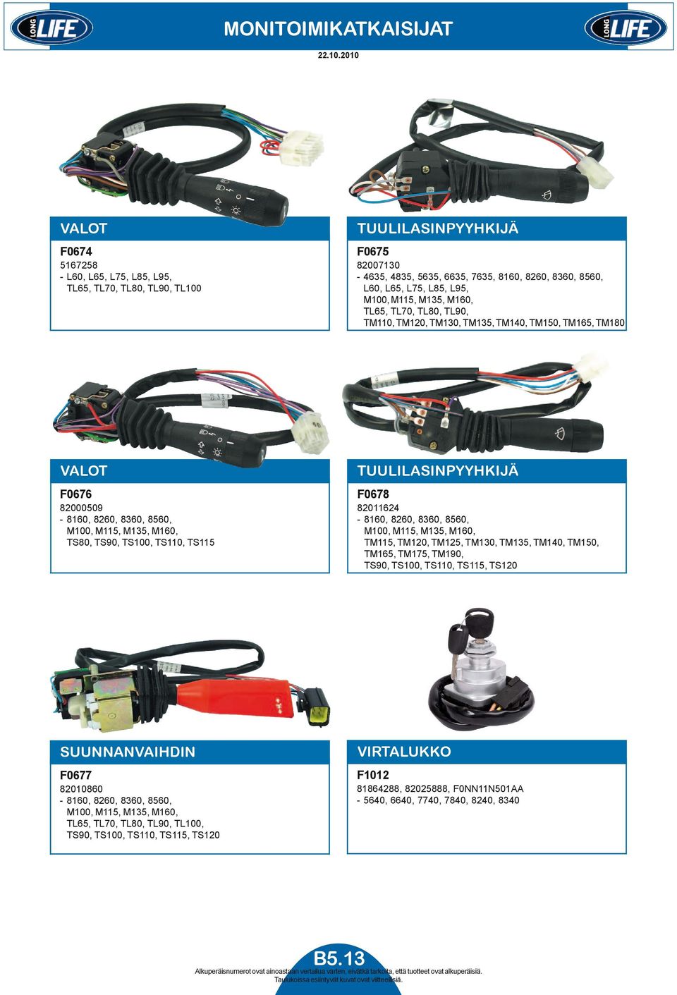 M00, M5, M35, M60, TL65, TL70, TL80, TL90, TM0, TM0, TM30, TM35, TM40, TM50, TM65, TM80 VALOT F0676 8000509-860, 860, 8360, 8560, M00, M5, M35, M60, TS80, TS90, TS00, TS0, TS5