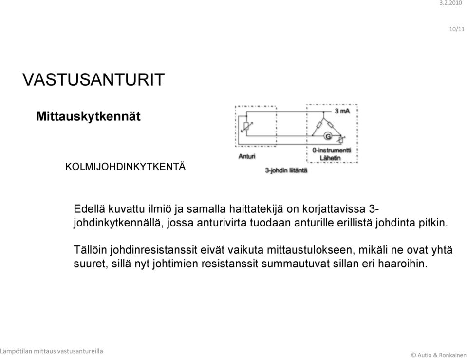 anturille erillistä johdinta pitkin.