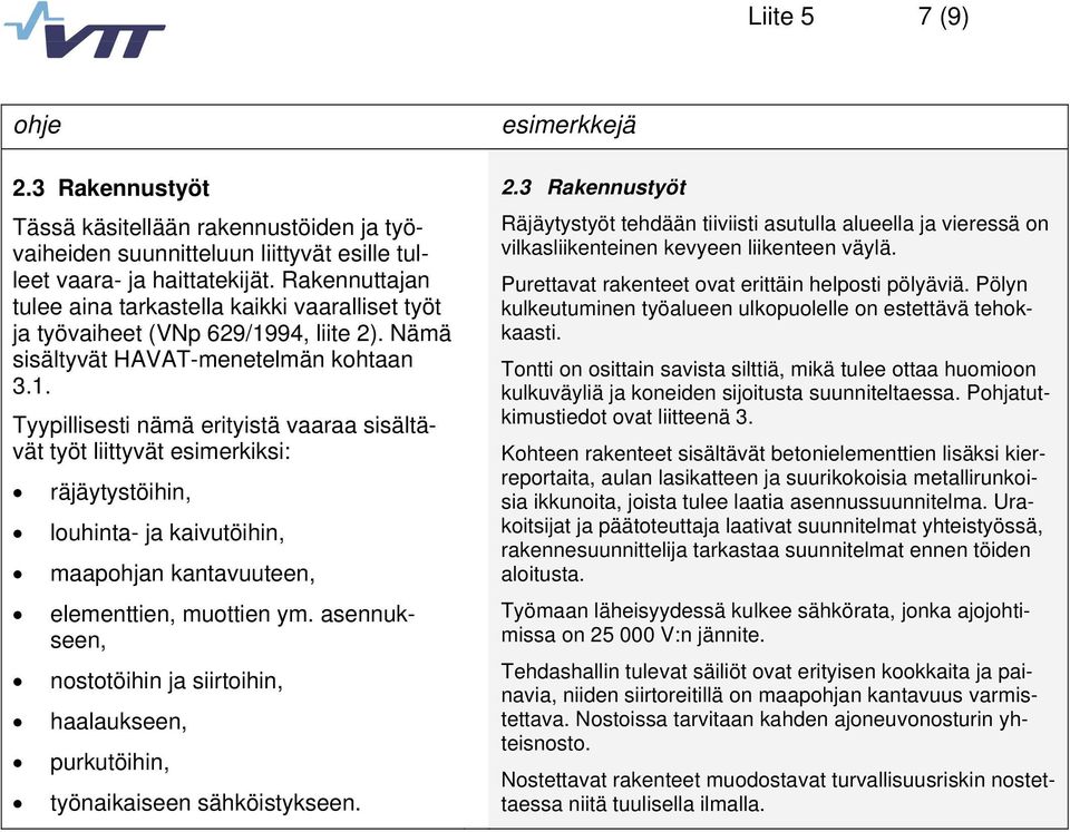 94, liite 2). Nämä sisältyvät HAVAT-menetelmän kohtaan 3.1.