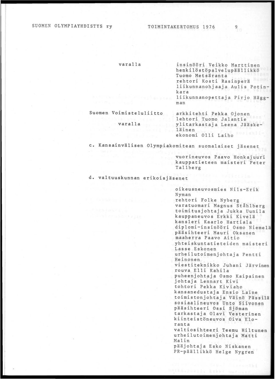 valtuuskunnan erikoisjäsenet vuorineuvos Paavo Honkajuuri kauppatieteen maisteri Peter Tallberg oikeusneuvosmies Nils-Erik Nyman rehtori Folke Nyberg varatuomari Magnus Ståhlberg toimitusjohtaja