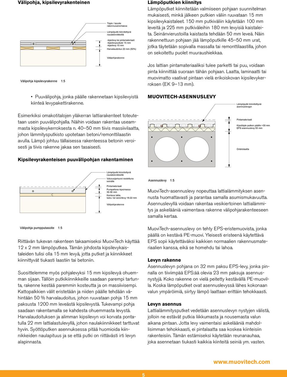 kipsilevykaistaleet. 150 mm putkiväliin käytetään 100 mm leveitä ja 225 mm putkiväleihin 180 mm levyisiä kaistaleita. Seinänvierustoilla kaistasta tehdään 50 mm leveä.