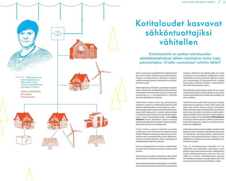 MERJA PAKKANEN Erikoistutkija, Vaasan yliopisto Visiot uusiutuvien energialähteiden lisääntymisestä perustuvat pitkälti hajautettuun pientuotantoon.
