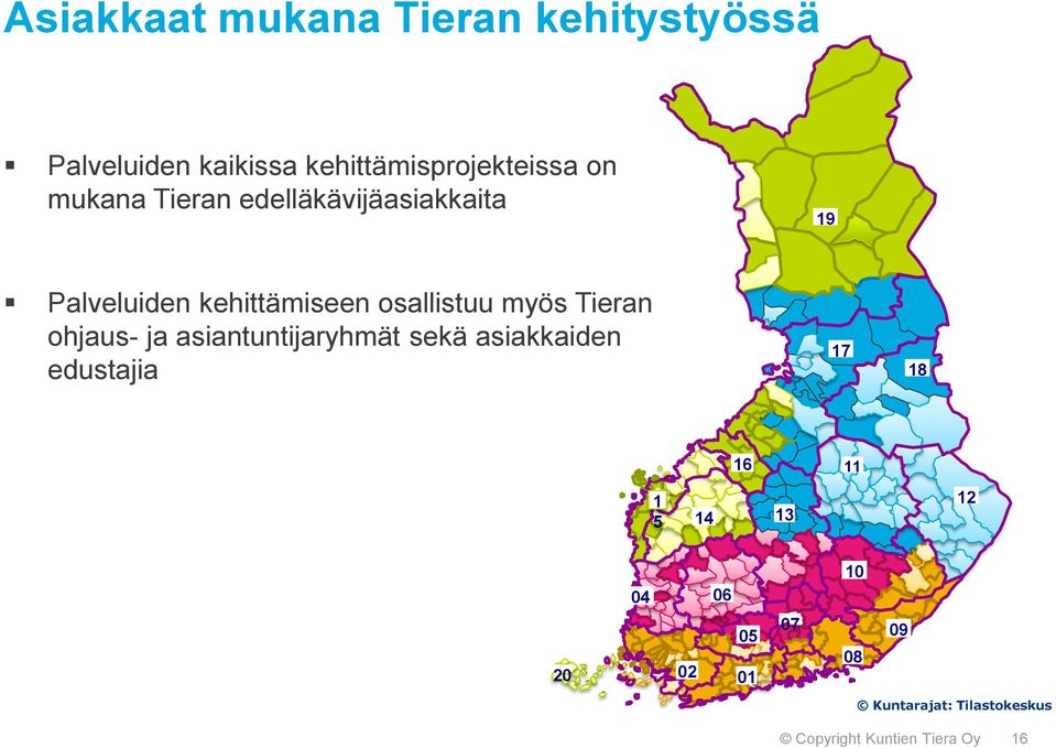 Tieran ohjaus- ja asiantuntijaryhmät sekä asiakkaiden edustajia 17 18 16 11 1 5 14 13