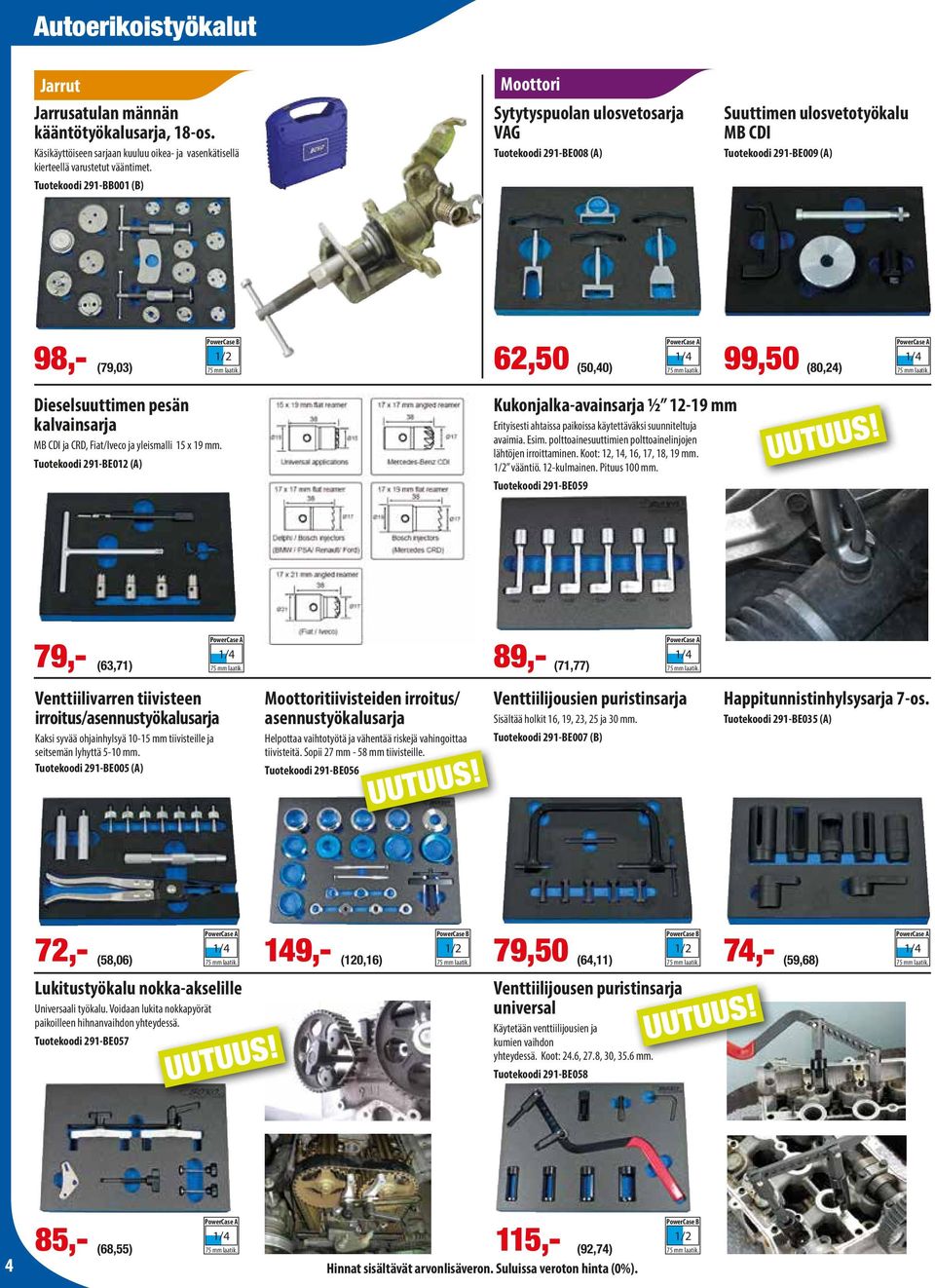 (80,24) 1/4 Dieselsuuttimen pesän kalvainsarja MB CDI ja CRD, Fiat/Iveco ja yleismalli 15 x 19 mm.
