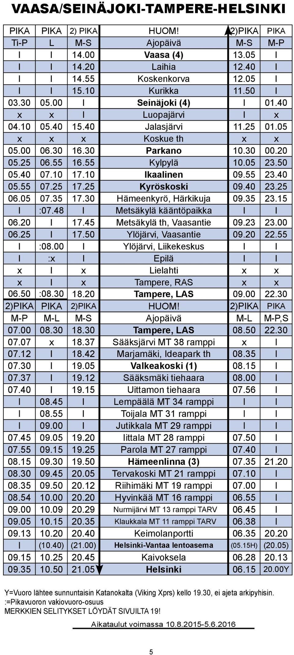 55 Kylpylä 10.05 23.50 05.40 07.10 17.10 Ikaalinen 09.55 23.40 05.55 07.25 17.25 Kyröskoski 09.40 23.25 06.05 07.35 17.30 Hämeenkyrö, Härkikuja 09.35 23.15 l :07.48 l Metsäkylä kääntöpaikka l l 06.