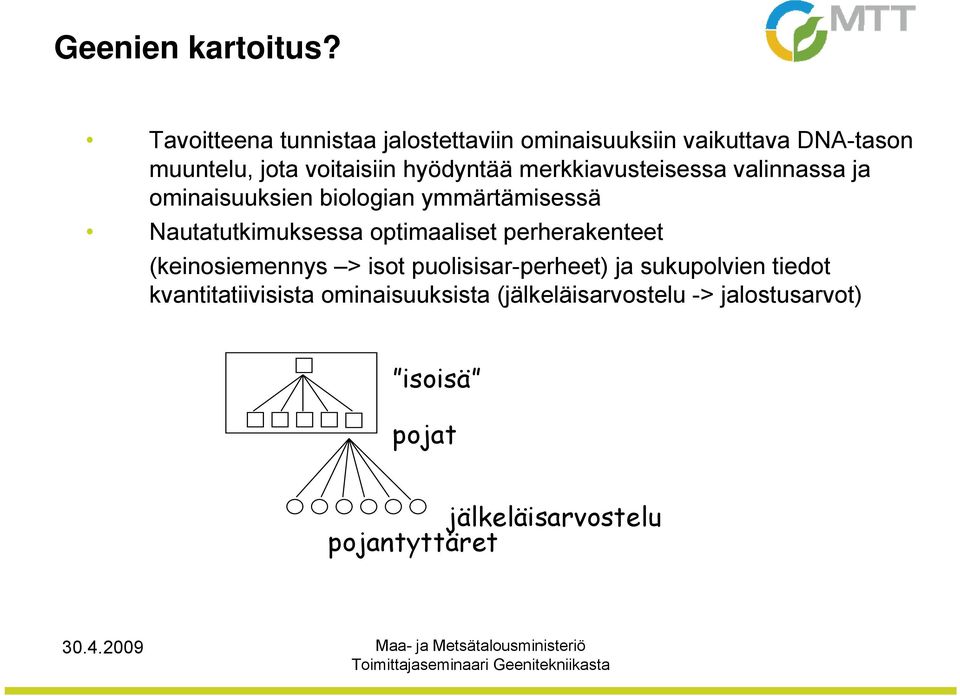 hyödyntää merkkiavusteisessa valinnassa ja ominaisuuksien biologian ymmärtämisessä Nautatutkimuksessa