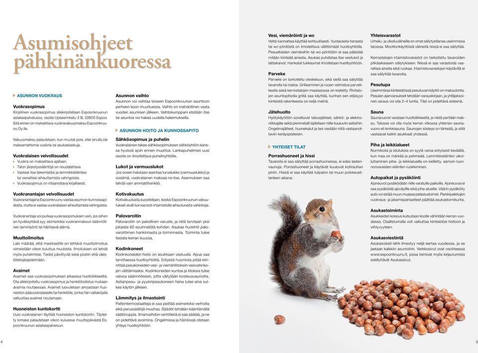 Vuokralaisen velvollisuudet Vuokra on maksettava ajallaan. Talon järjestyssääntöjä on noudatettava Vastaat itse tekemistäsi ja lemmikkieläintesi tai vieraittesi aiheuttamista vahingoista.