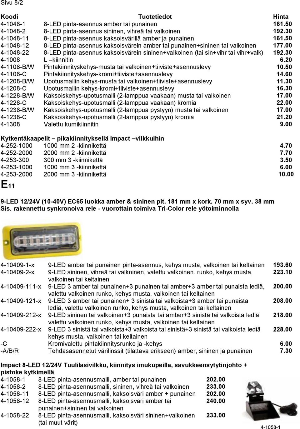 kaksoisvärein sininen+valkoinen (tai sin+vihr tai vihr+valk) L kiinnitin Pintakiinnityskehys-musta tai valkoinen+tiiviste+asennuslevy Pintakiinnityskehys-kromi+tiiviste+asennuslevy Upotusmallin