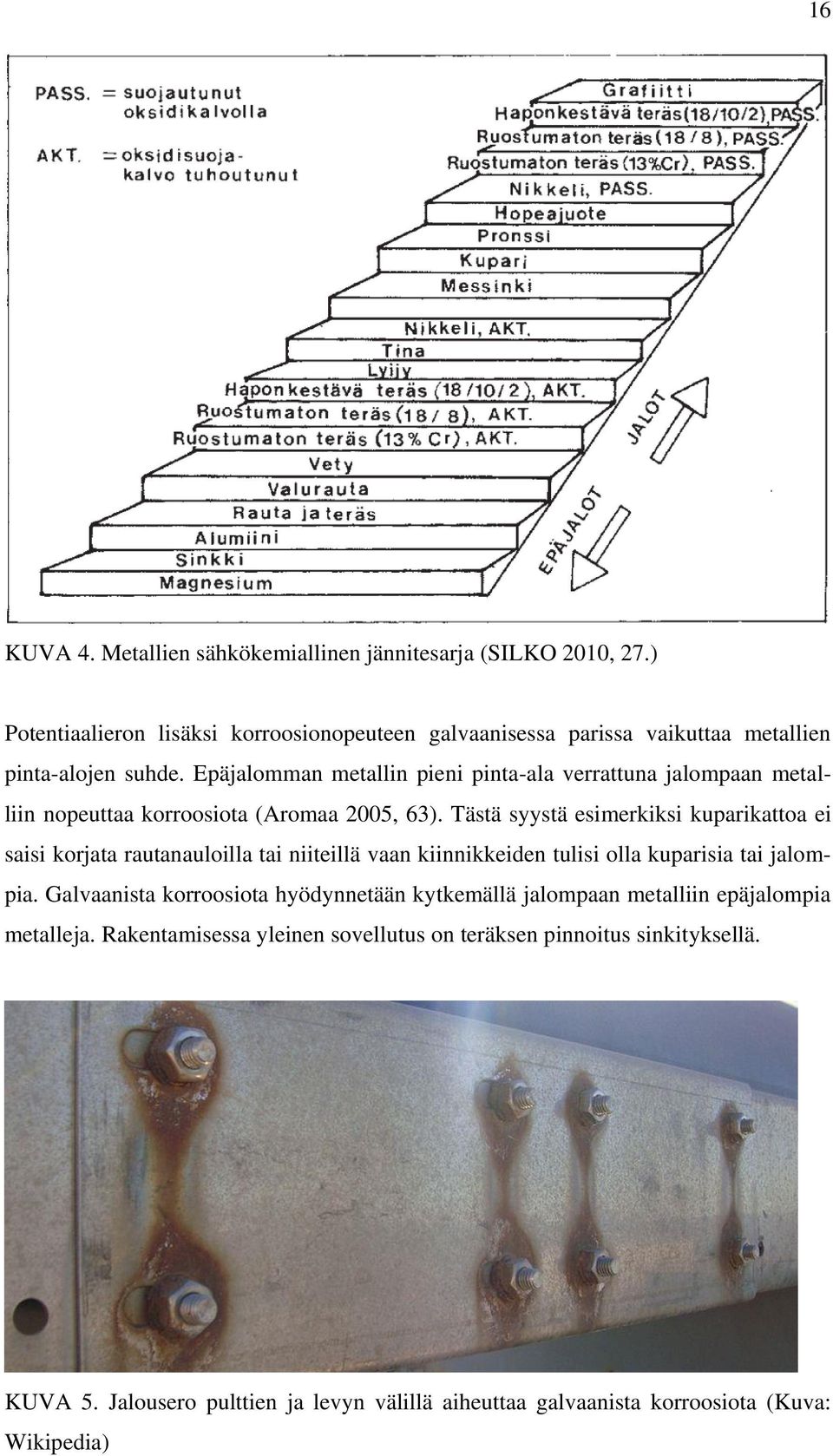 Epäjalomman metallin pieni pinta-ala verrattuna jalompaan metalliin nopeuttaa korroosiota (Aromaa 2005, 63).