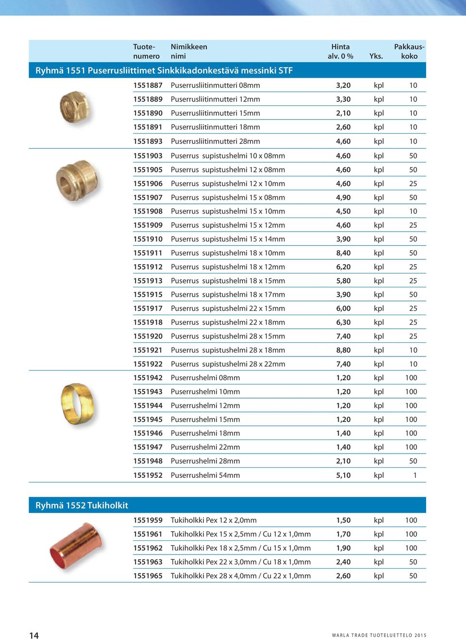 50 1551906 Puserrus supistushelmi 12 x 10mm 4,60 kpl 25 1551907 Puserrus supistushelmi 15 x 08mm 4,90 kpl 50 1551908 Puserrus supistushelmi 15 x 10mm 4,50 kpl 10 1551909 Puserrus supistushelmi 15 x