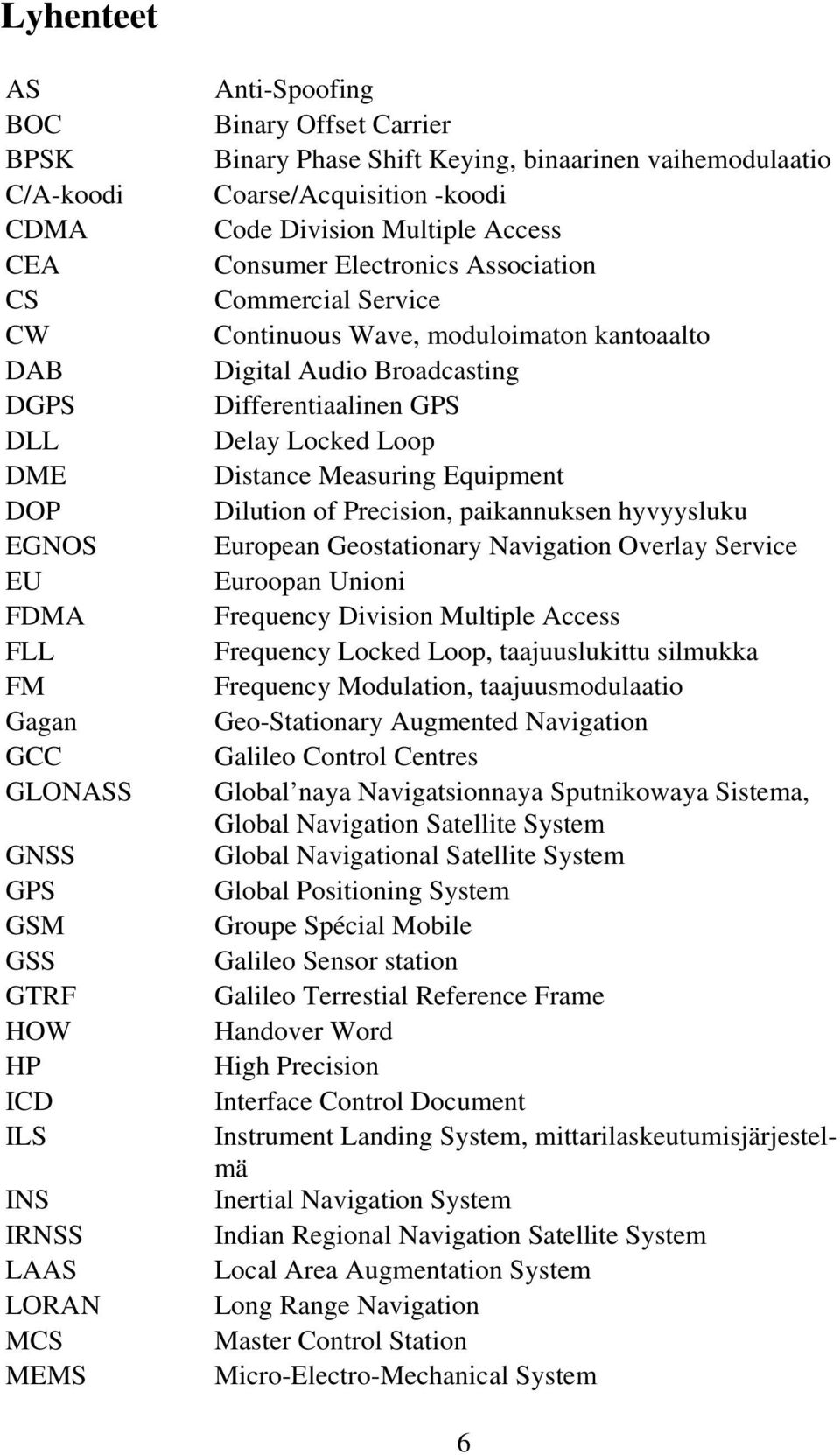 moduloimaton kantoaalto Digital Audio Broadcasting Differentiaalinen GPS Delay Locked Loop Distance Measuring Equipment Dilution of Precision, paikannuksen hyvyysluku European Geostationary