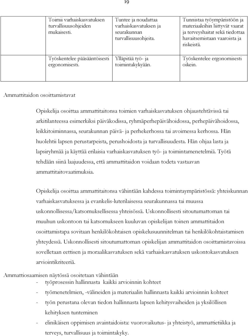 Työskentelee ergonomisesti oikein.