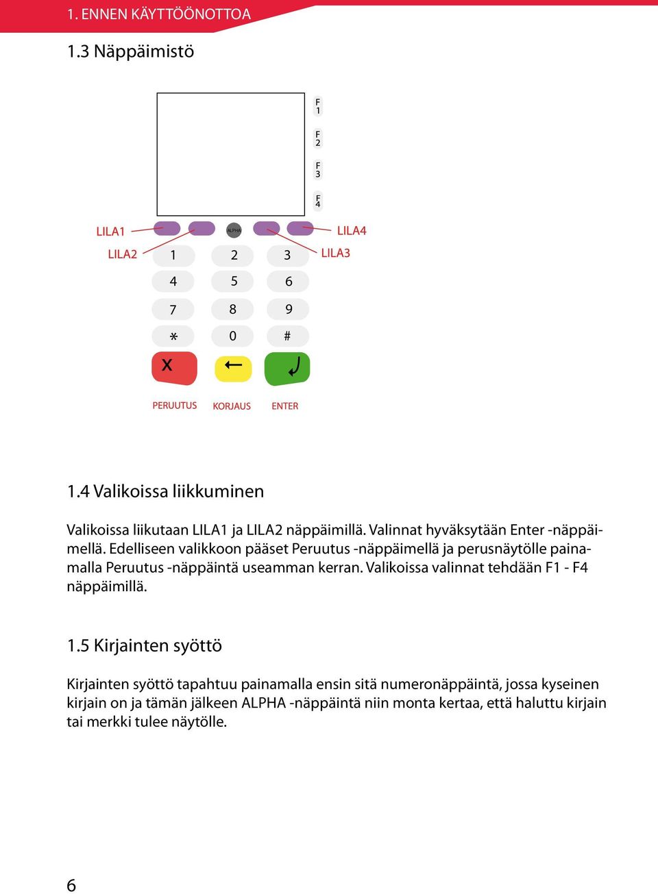 Edelliseen valikkoon pääset Peruutus -näppäimellä ja perusnäytölle painamalla Peruutus -näppäintä useamman kerran.