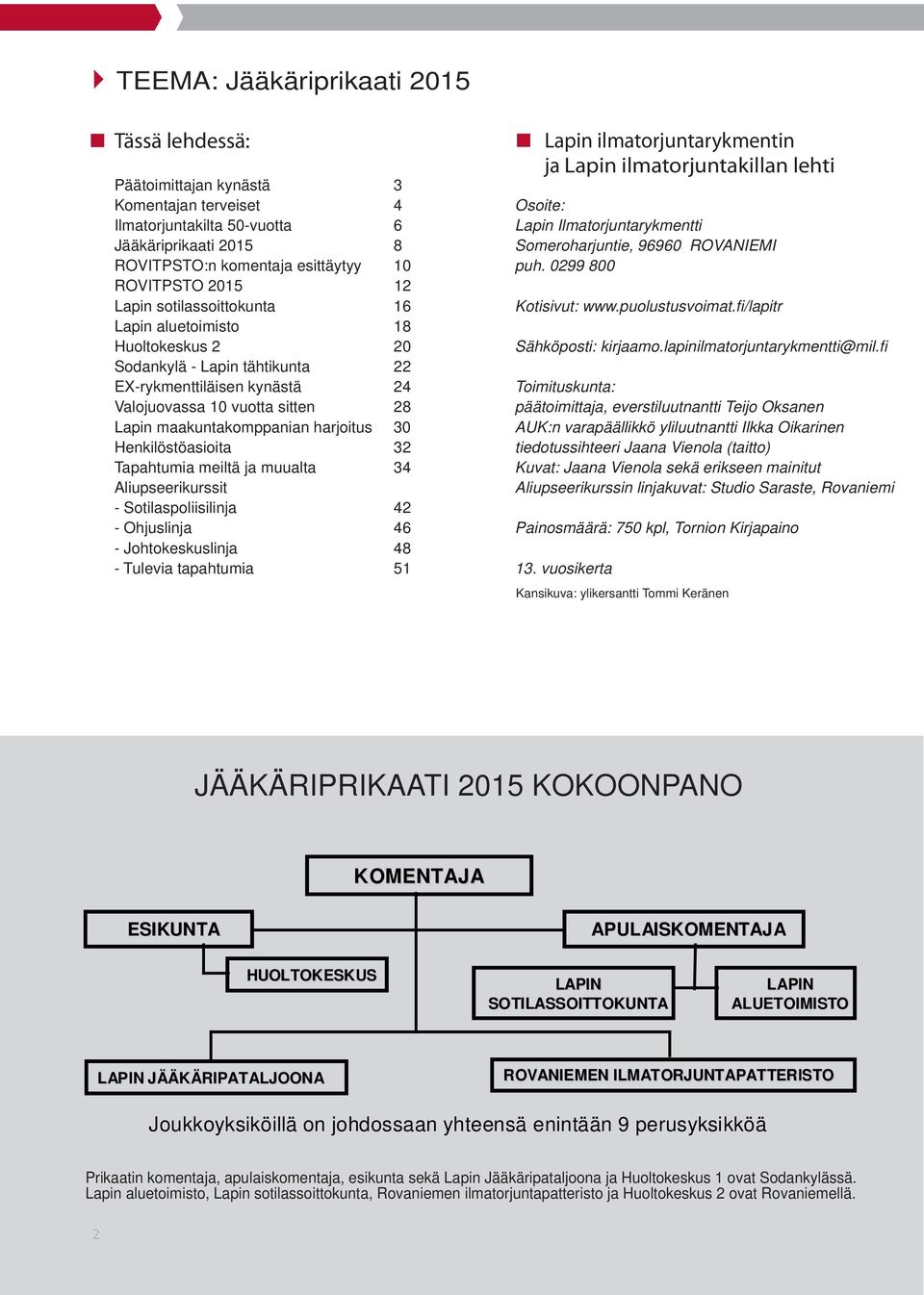 30 Henkilöstöasioita 32 Tapahtumia meiltä ja muualta 34 Aliupseerikurssit - Sotilaspoliisilinja 42 - Ohjuslinja 46 - Johtokeskuslinja 48 - Tulevia tapahtumia 51 Lapin ilmatorjuntarykmentin ja Lapin