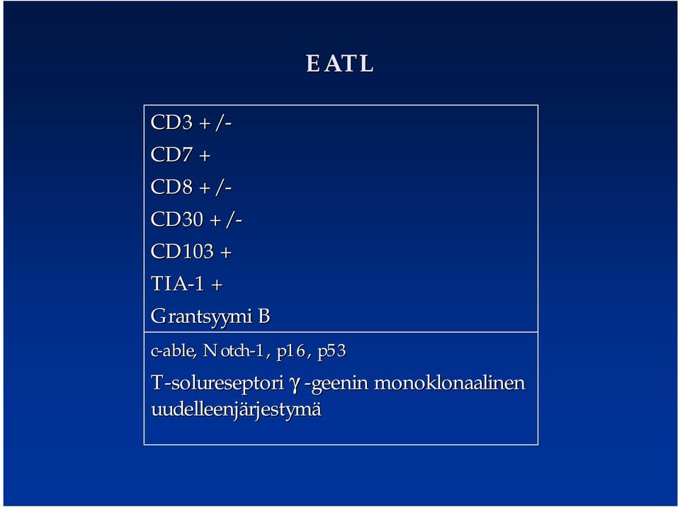 1, p16, p53 T solureseptori γ geenin