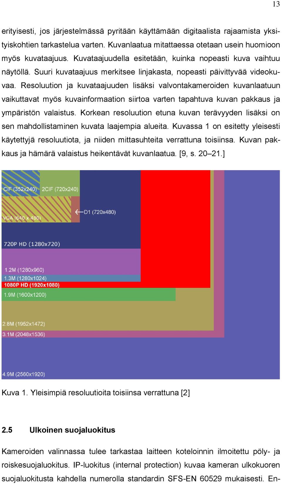 Resoluution ja kuvataajuuden lisäksi valvontakameroiden kuvanlaatuun vaikuttavat myös kuvainformaation siirtoa varten tapahtuva kuvan pakkaus ja ympäristön valaistus.