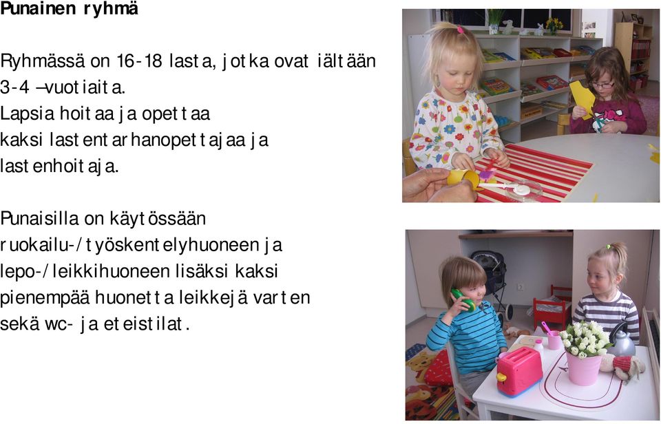 Punaisilla on käytössään ruokailu-/työskentelyhuoneen ja