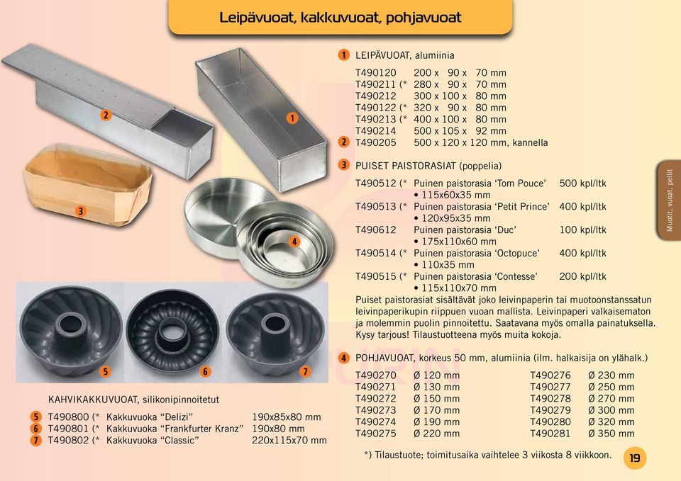 Prince 400 kpl/ltk 120x95x35 mm T490612 Puinen paistorasia Duc 100 kpl/ltk 175x110x60 mm T490514 (* Puinen paistorasia Octopuce 400 kpl/ltk 110x35 mm T490515 (* Puinen paistorasia Contesse 200