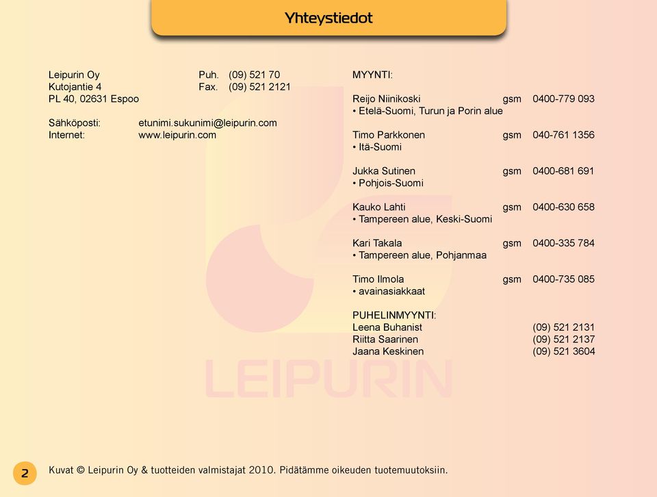 LEIPURIN LEIPOMO- & PAKKAUS- TARVIKKEET 1/ PDF Ilmainen lataus