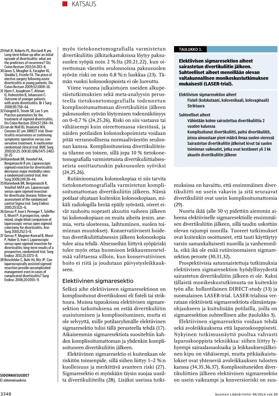 31 Hjern F, Josephson T, Altman D, Holmström B, Johansson C. Outcome of younger patients with acute diverticulitis. Br J Surg 2008;95:758 64. 32 Feingold D, Steele SR, Lee S ym.