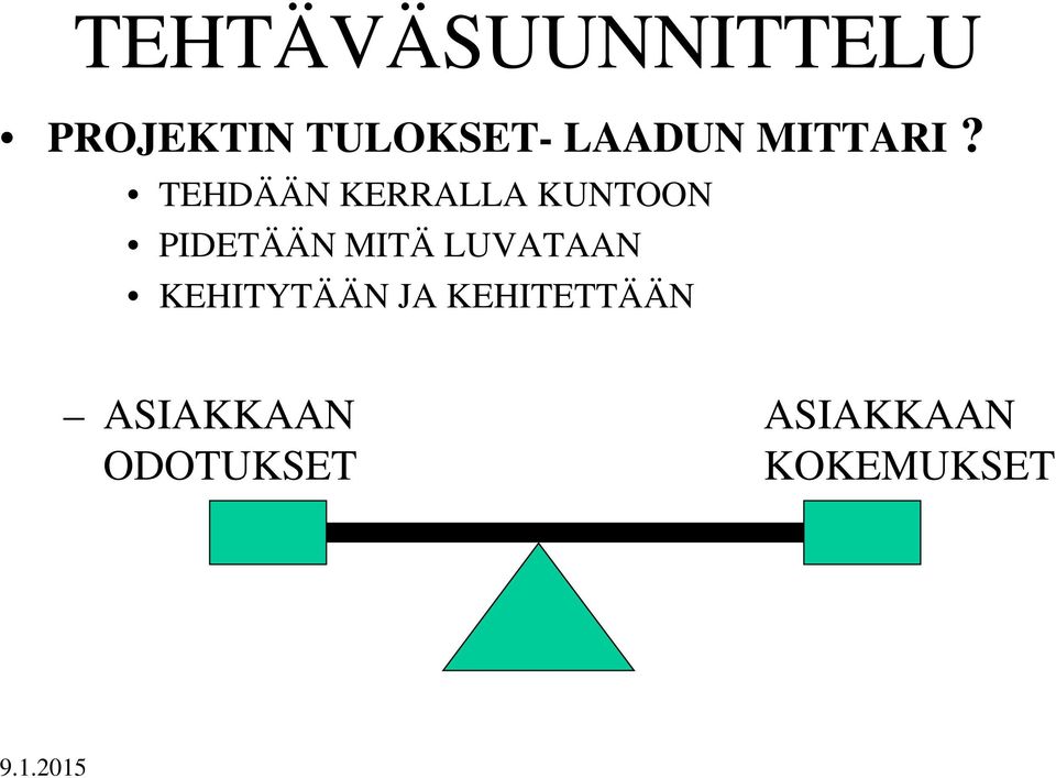 MITÄ LUVATAAN KEHITYTÄÄN JA