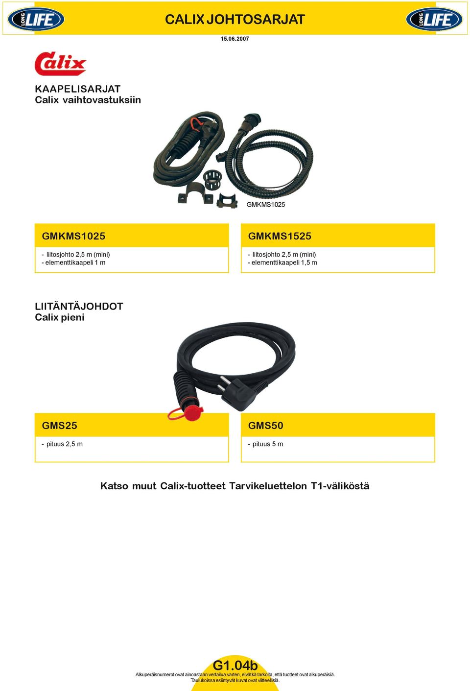 (mini) - elementtikaapeli 1 m GMKMS1525 - liitosjohto 2,5 m (mini) -