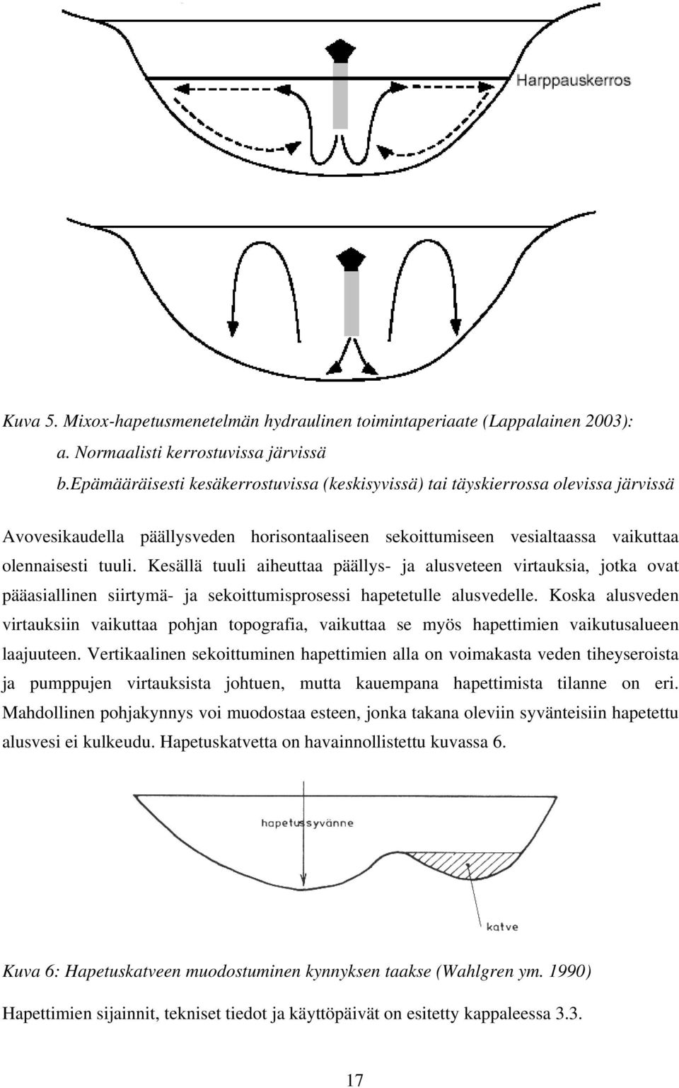 Kesällä tuuli aiheuttaa päällys- ja alusveteen virtauksia, jotka ovat pääasiallinen siirtymä- ja sekoittumisprosessi hapetetulle alusvedelle.