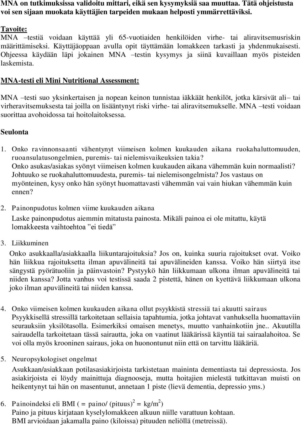 MNA-testi eli Mini Nutritional Assessment: - PDF Free Download