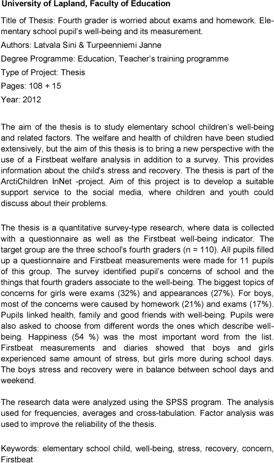 school children s well-being and related factors.