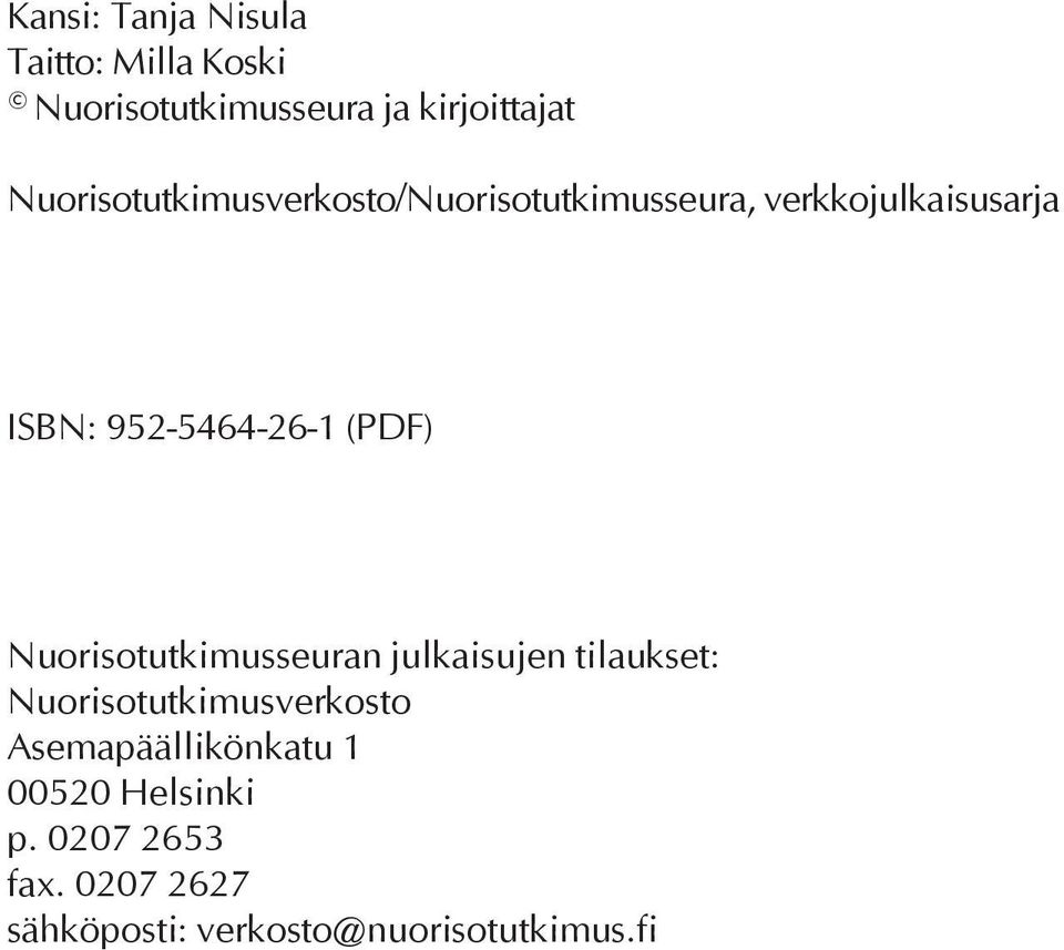 (PDF) Nuorisotutkimusseuran julkaisujen tilaukset: Nuorisotutkimusverkosto