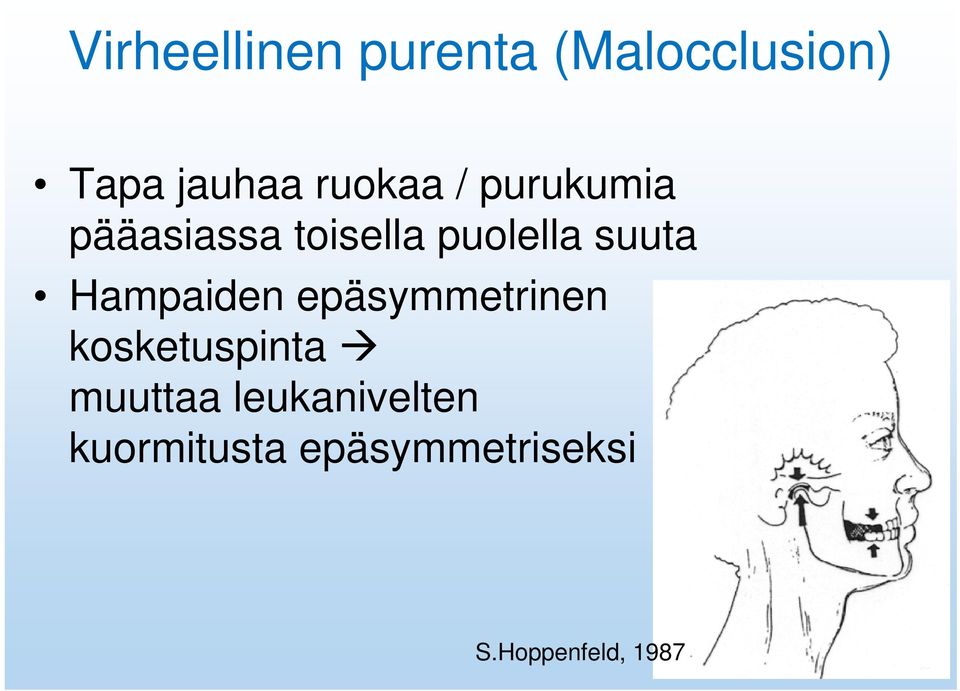 suuta Hampaiden epäsymmetrinen kosketuspinta muuttaa