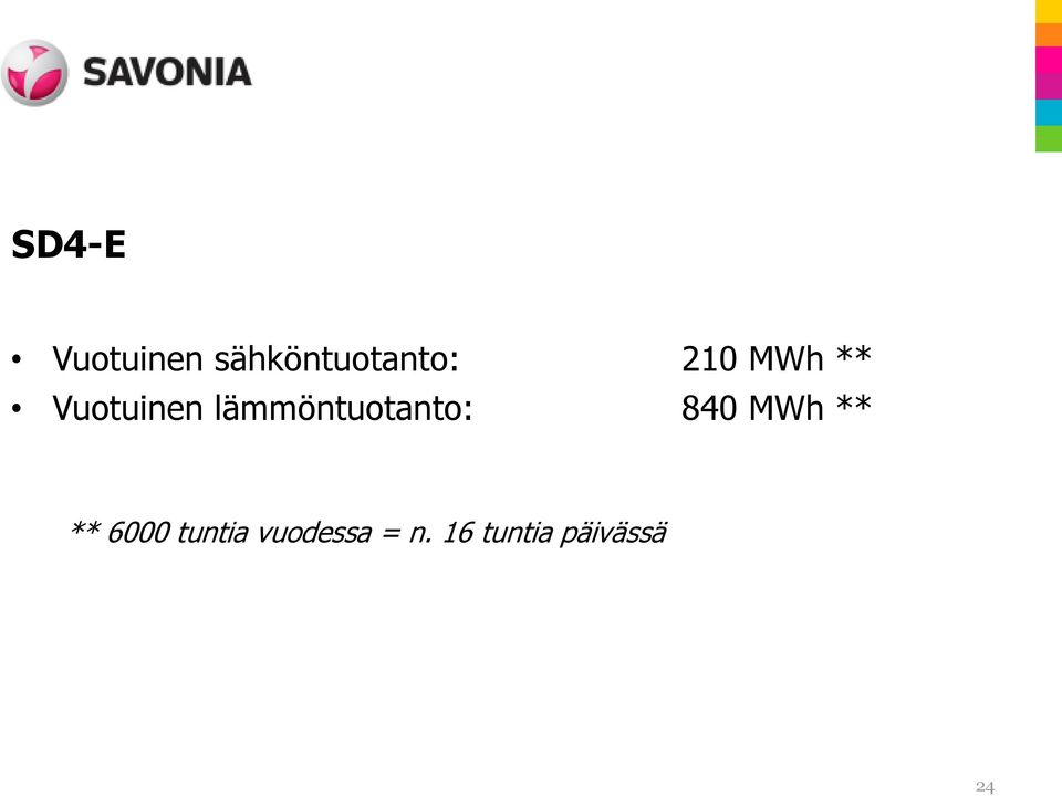 lämmöntuotanto: 840 MWh ** **