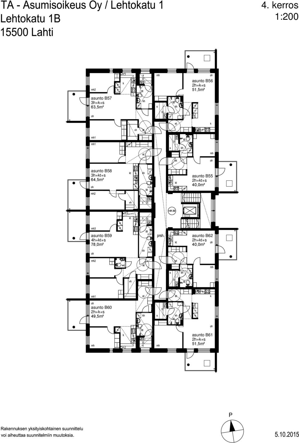 asunto B55 40,0m² asunto B59 4h+kt+s 78,0m²