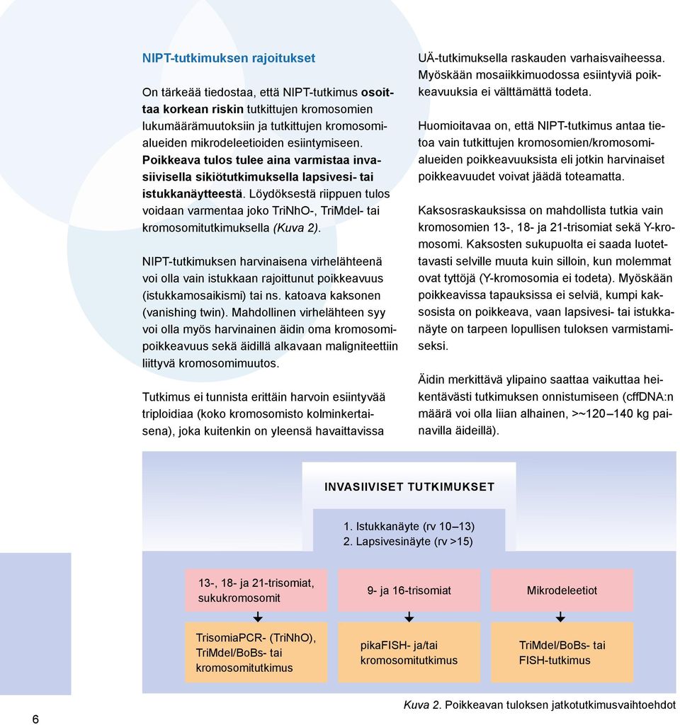 Löydöksestä riippuen tulos voidaan varmentaa joko TriNhO-, TriMdel- tai kromosomitutkimuksella (Kuva 2).