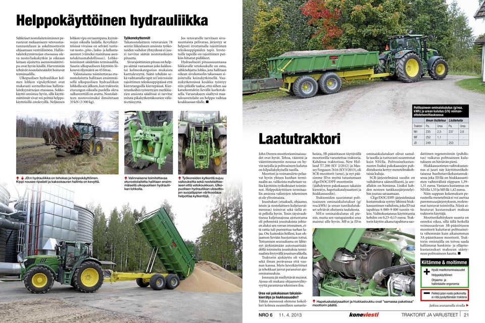 Ulkopuolisen hydrauliikan kolmen lohkon vipukytkimet ovat mukavasti sormeiltavissa hallintalaitekyynärnojan etuosassa.