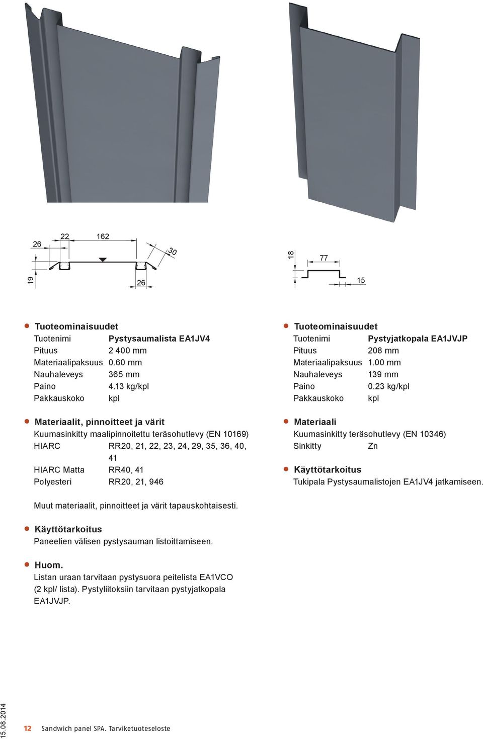 Materiaalipaksuus 1.00 mm Nauhaleveys 139 mm 0.