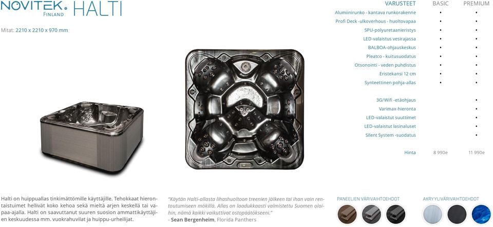 lasinaluset Silent System -suodatus Hinta 8 990e 11 990e Halti on huippuallas tinkimättömille käyttäjille. Tehokkaat hierontaistuimet hellivät koko kehoa sekä mieltä arjen keskellä tai vapaa-ajalla.