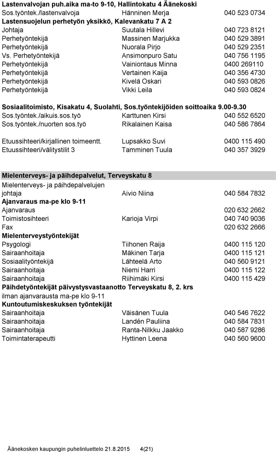 Nuorala Pirjo 040 529 2351 Vs.
