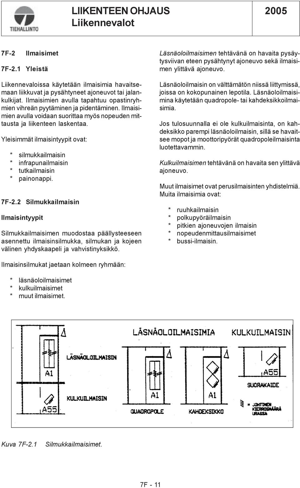 Yleisimmät ilmaisintyypit ovat: * silmukkailmaisin * infrapunailmaisin * tutkailmaisin * painonappi. 7F-2.