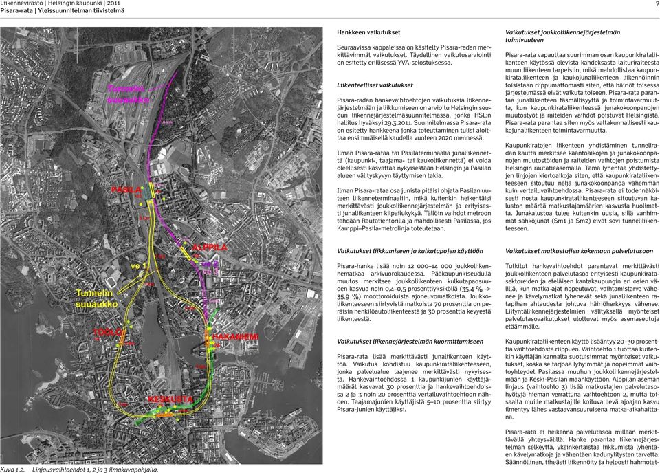 Liikenteelliset vaikutukset Pisara-radan hankevaihtoehtojen vaikutuksia liikennejärjestelmään ja liikkumiseen on arvioitu Helsingin seudun liikennejärjestelmäsuunnitelmassa, jonka HSL:n hallitus