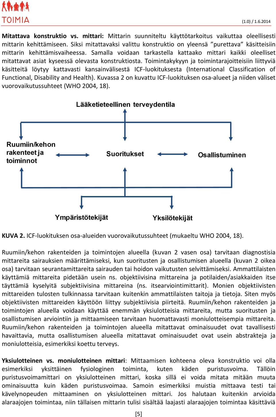 Samalla voidaan tarkastella kattaako mittari kaikki oleelliset mitattavat asiat kyseessä olevasta konstruktiosta.