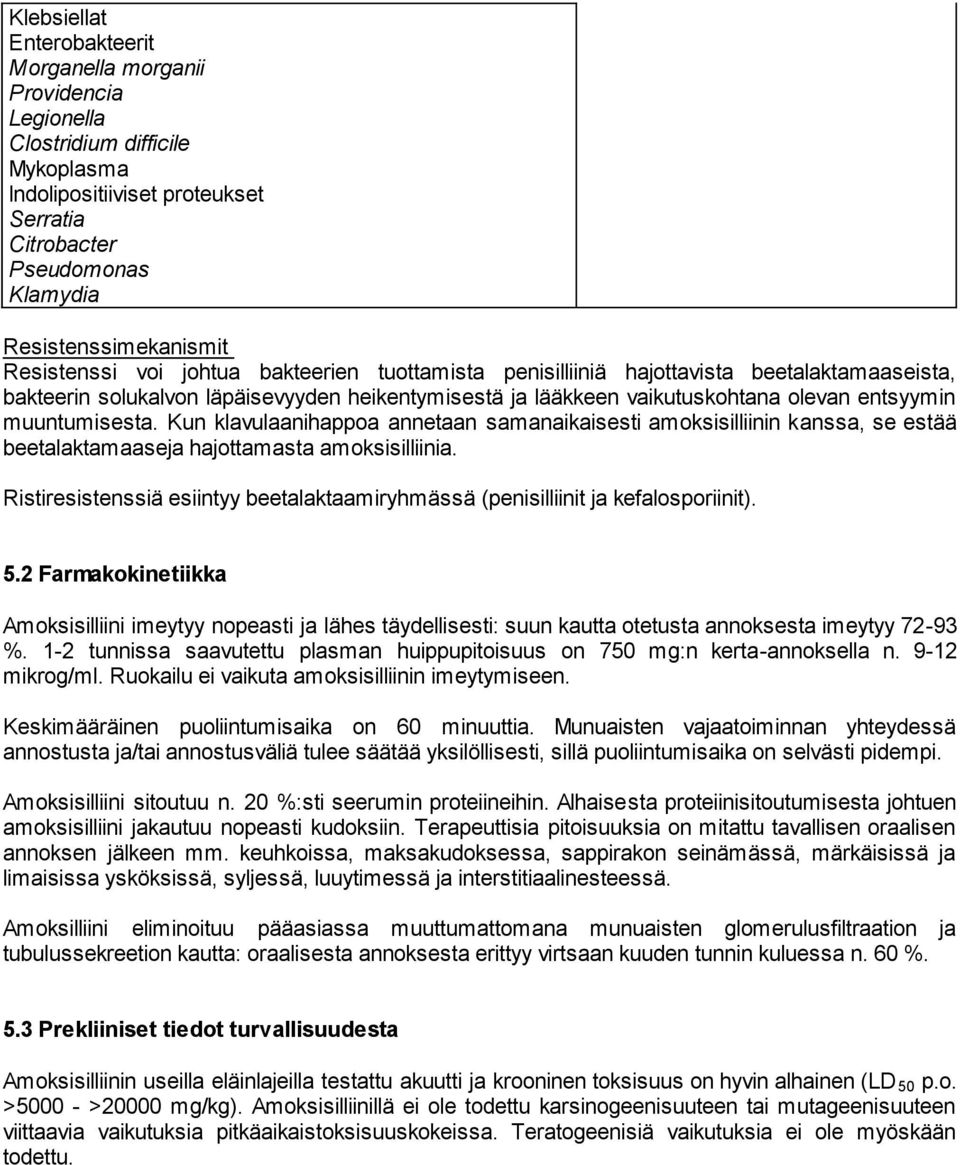 muuntumisesta. Kun klavulaanihappoa annetaan samanaikaisesti amoksisilliinin kanssa, se estää beetalaktamaaseja hajottamasta amoksisilliinia.