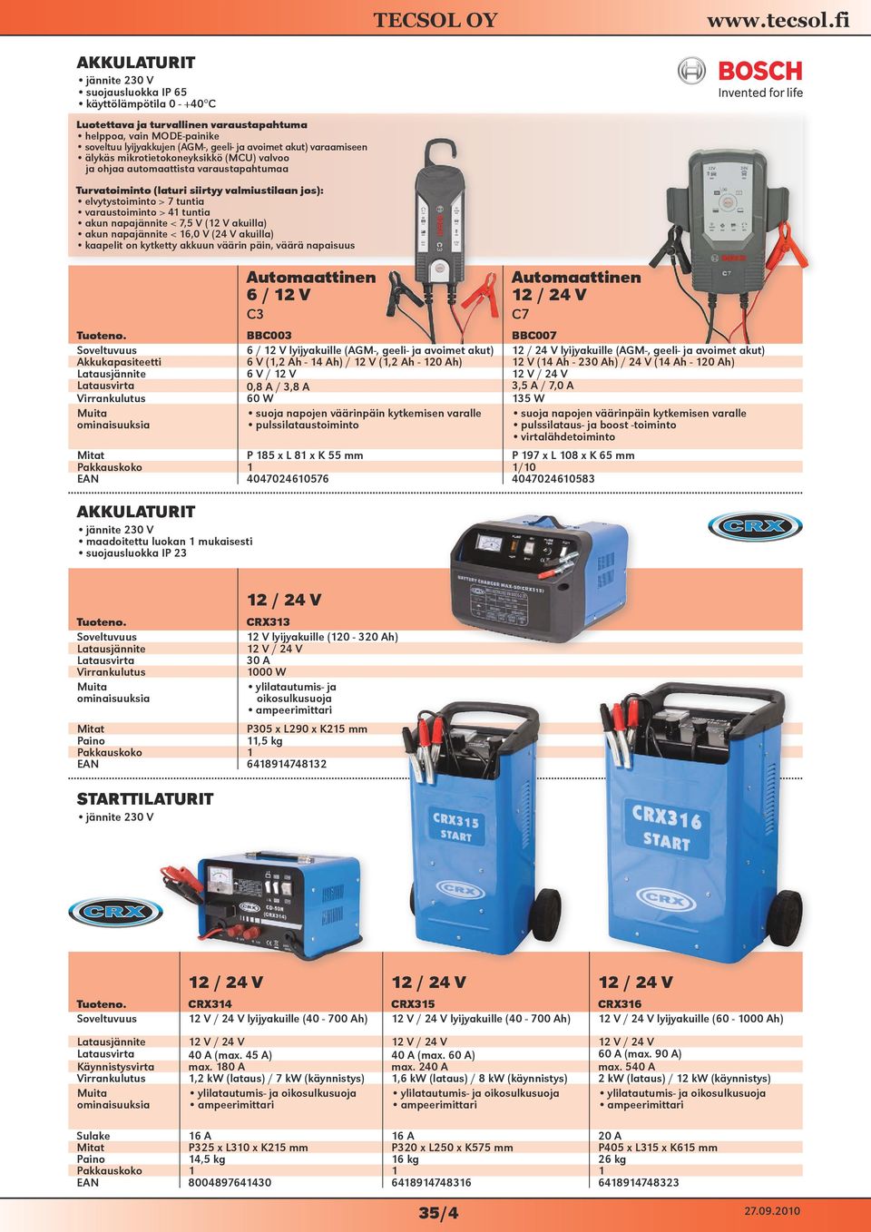 7,5 V ( akuilla) akun napajännite < 16,0 V (24 V akuilla) kaapelit on kytketty akkuun väärin päin, väärä napaisuus 6 / C3 C7 BBC003 BBC007 Soveltuvuus 6 / lyijyakuille (AGM-, geeli- ja avoimet akut)