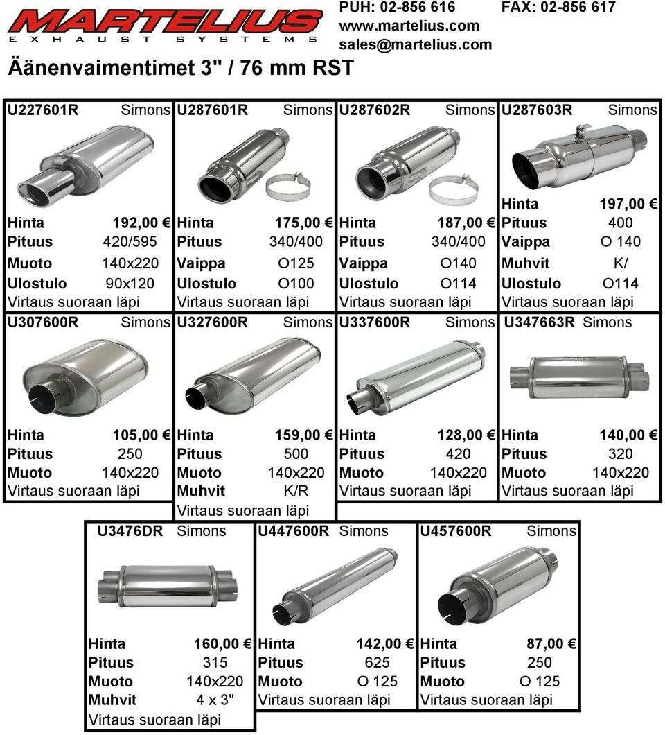 105,00 Hinta 159,00 Hinta 128,00 Hinta 140,00 Pituus 250 Pituus 500 Pituus 420 Pituus 320 Muoto 140x220 Muoto 140x220 Muoto 140x220 Muoto 140x220 Virtaus suoraan läpi Muhvit K/R Virtaus suoraan läpi