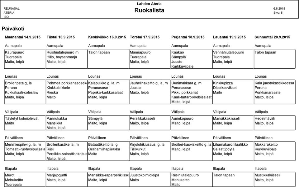 2015 Keskiviikko 16.9.